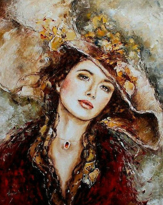 Girl in Beautiful Hat Diamond Painting