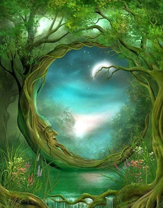 Green Fantasy Forest Paint by Diamonds