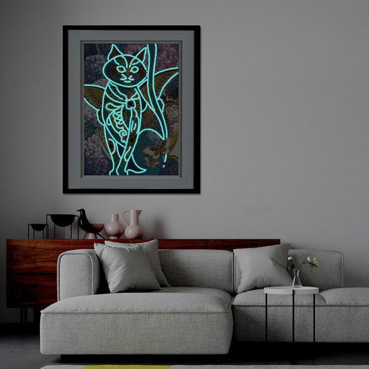 Night Glowing Egyptian Cat Diamond Portrait