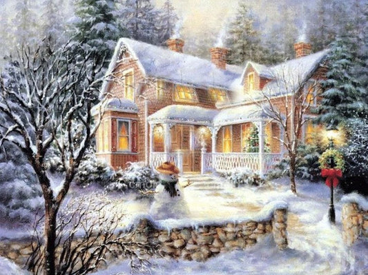 House Under Snow Paint by Diamonds