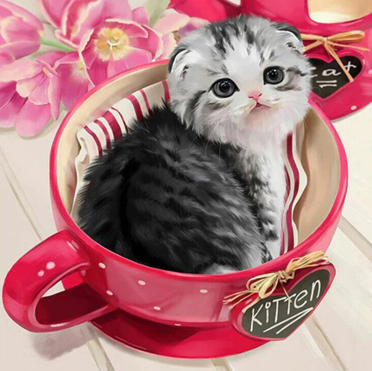 Cat in Cup Diamond Painting