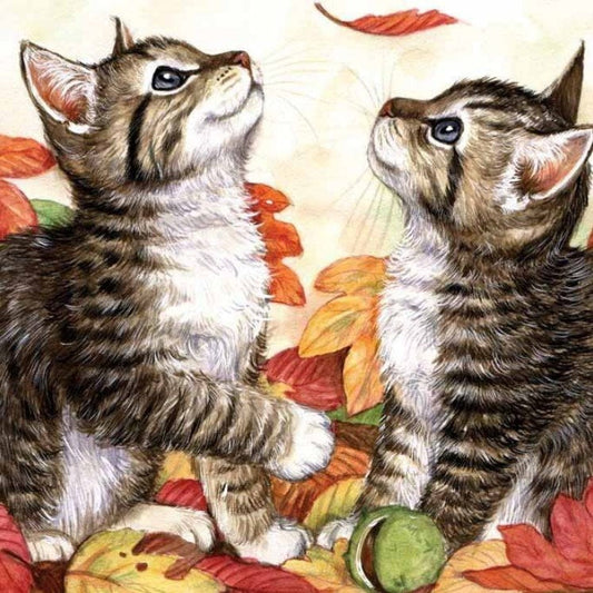 Kittens & Autumn Leaves Diamond Painting Kit