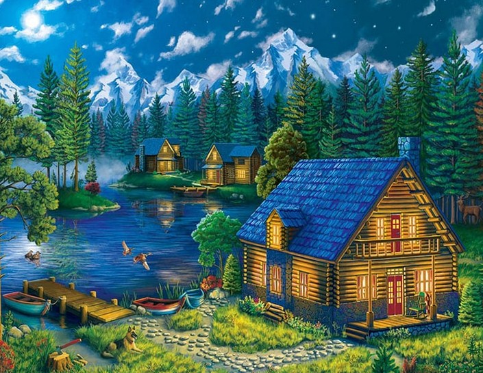 Lake Forest Cabin Diamond Painting