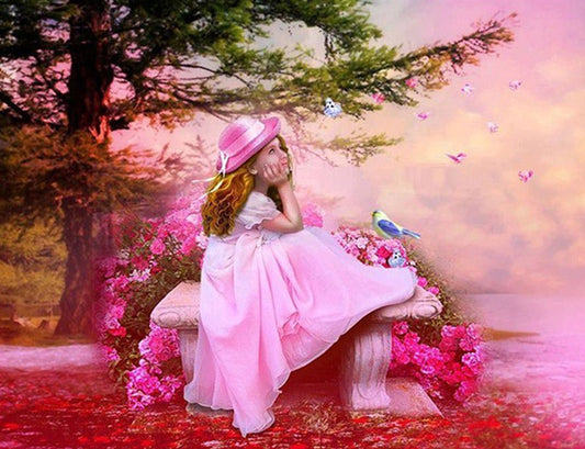 Little Girl in Pink Dress Diamond Painting