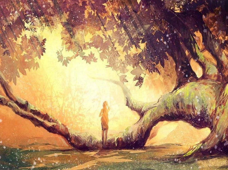 Lonely Girl under the Tree Diamond Painting