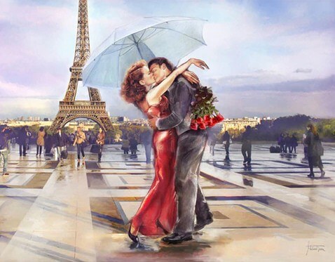 Loving Couple near Eiffel Tower