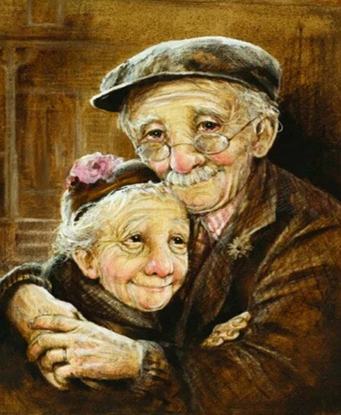 Loving Old Couple Paint by Diamonds