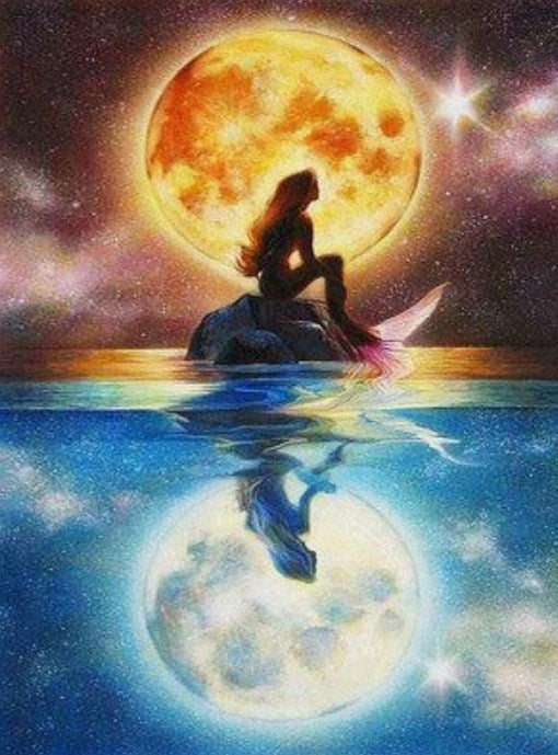 Mermaid & Full Moon Paint by Diamonds