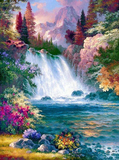 Misty Waterfall Diamond Painting Kit