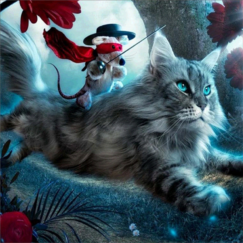 Mouse Riding the Cat – All Diamond Painting