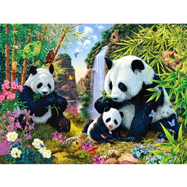 Panda family diamond painting kit