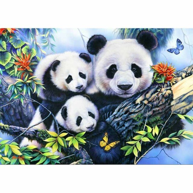 Panda with his cubs diamond painting kit