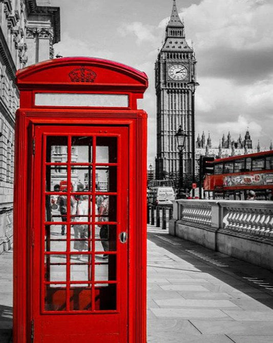 Phone Booth in London Paint by Diamonds