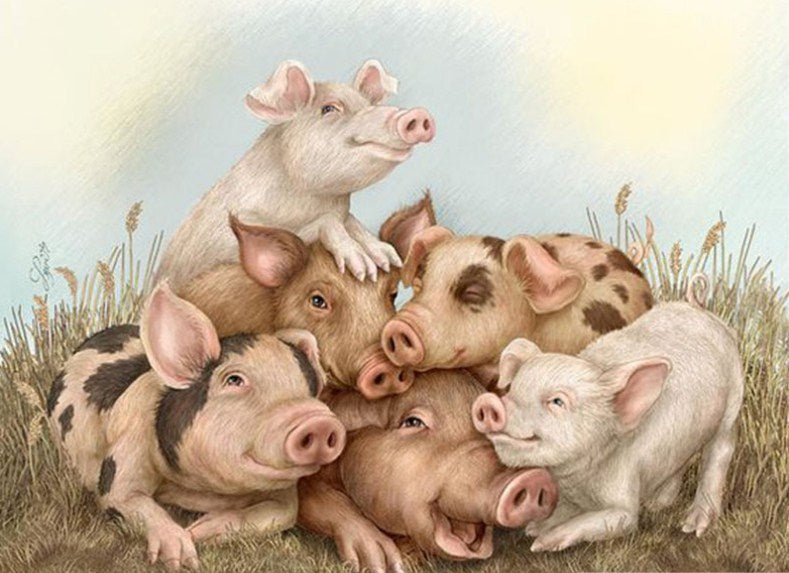 Pigs Family Paint by Diamonds