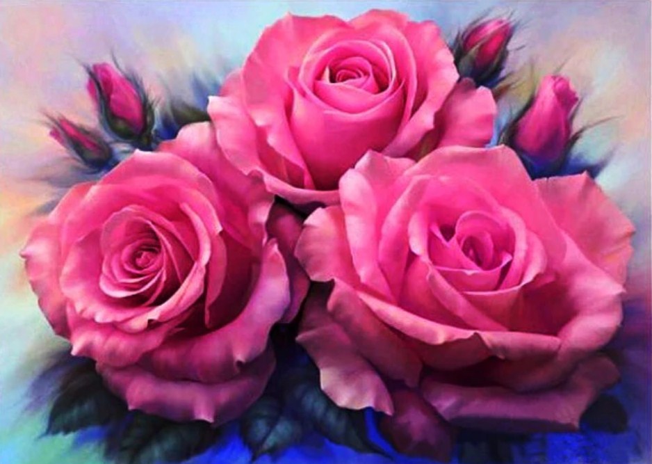 Pink Rose Beauty Paint by Diamonds