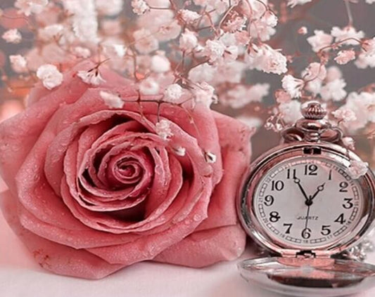 Pink Rose & Clock DIY Painting Kit