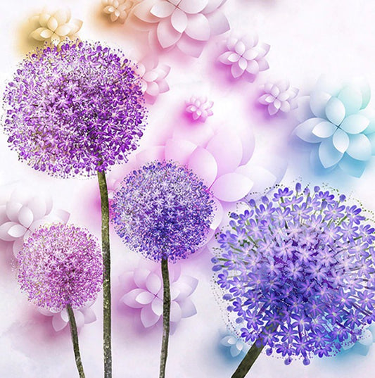 Purple Dandelion Diamond Painting Kit