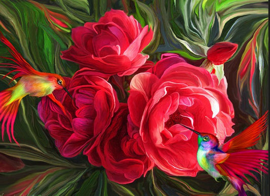 Roses & Humming Birds Diamond Painting