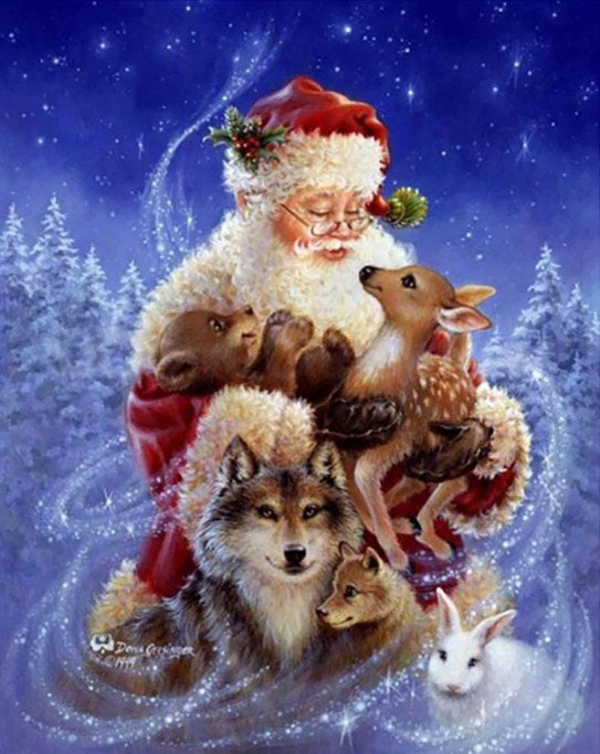 Santa Claus with Animal Friends Diamond Painting