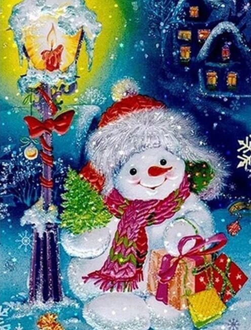 Snowman on Christmas DIY Painting