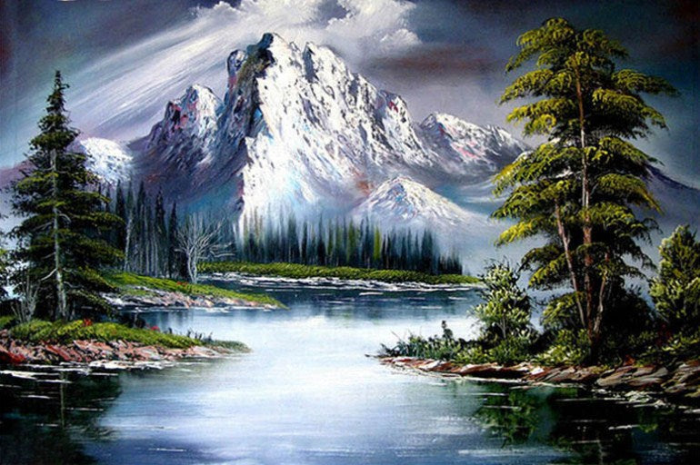 Snowy Mountain & Lake Diamond Painting Kit
