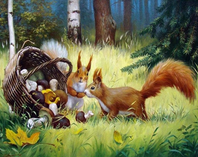 Squirrels in the Forest Diamond Painting Kit
