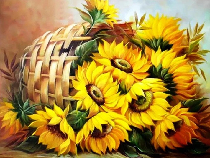 Sunflowers Basket Paint by Diamonds
