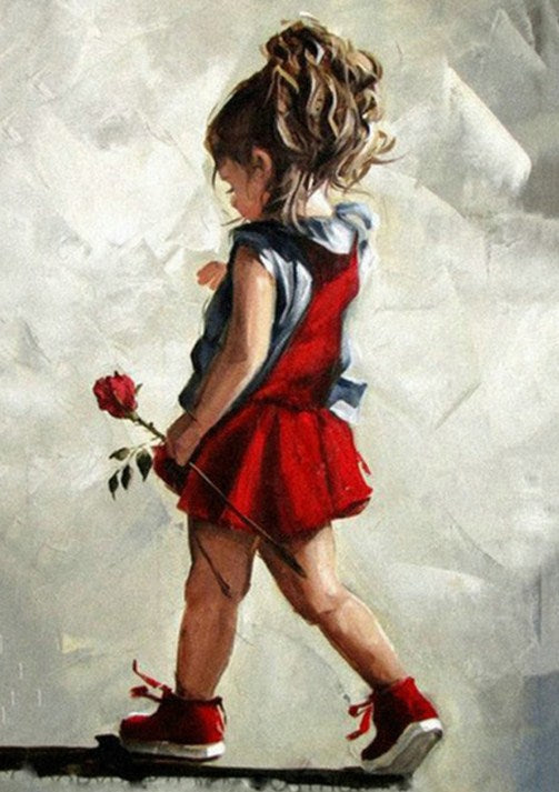 Sweet Child with Beautiful Rose Diamond Painting