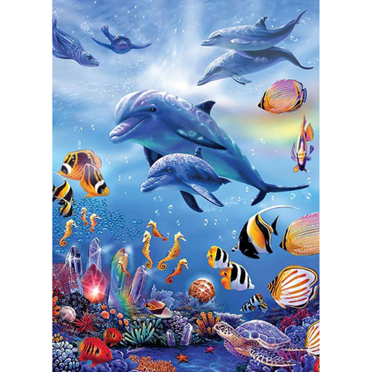 Water world dolphins diamond painting kit by All Diamond Painting