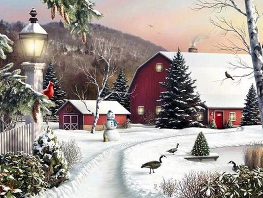 Christmas Diamond Painting Kits for Adults Beginners, Winter Snow Scene  Church 5