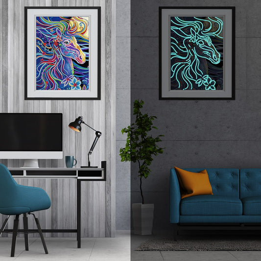 5D Glow in the dark Colorful Horse