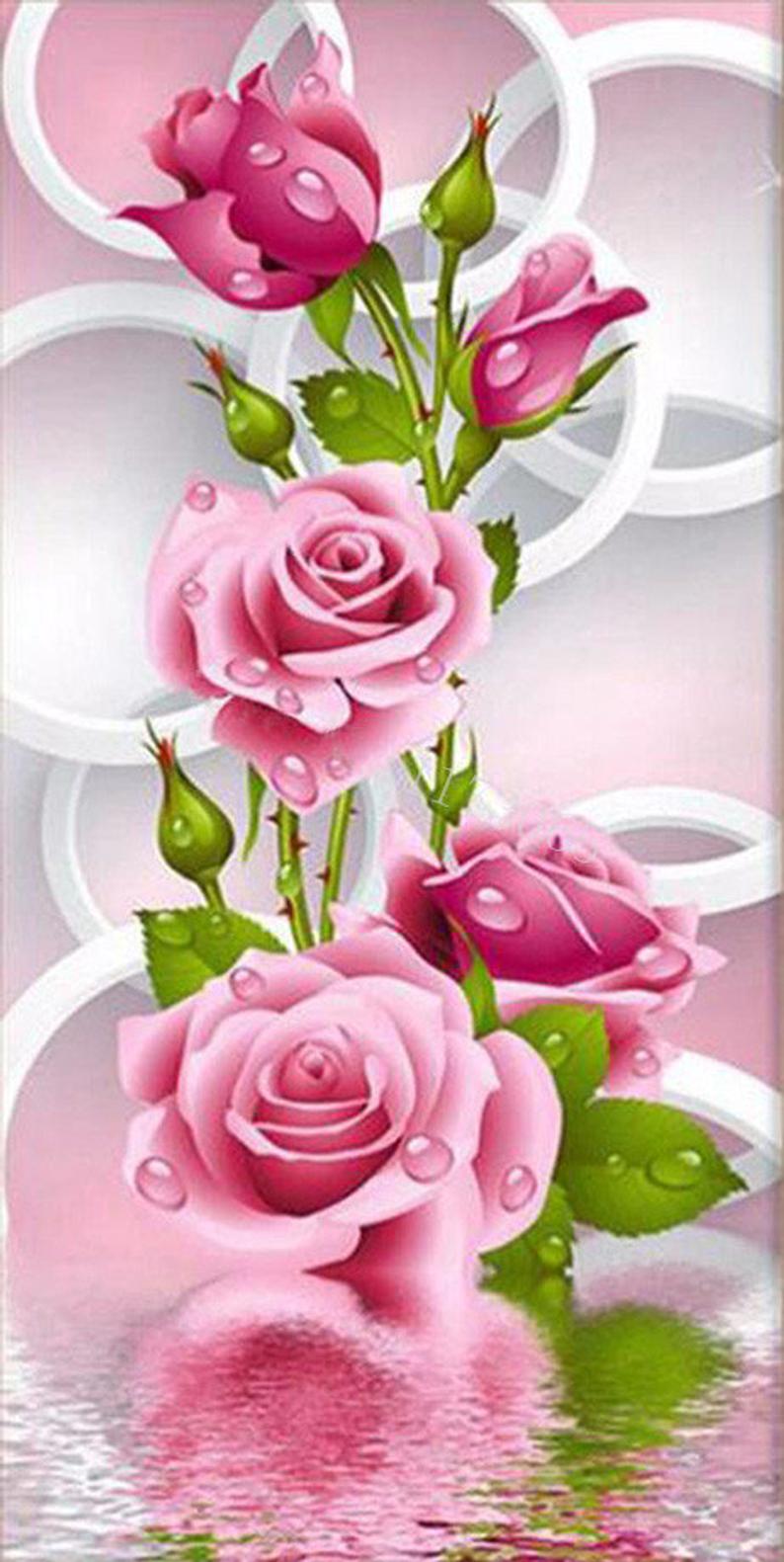 Pink Roses DIY Diamond Painting