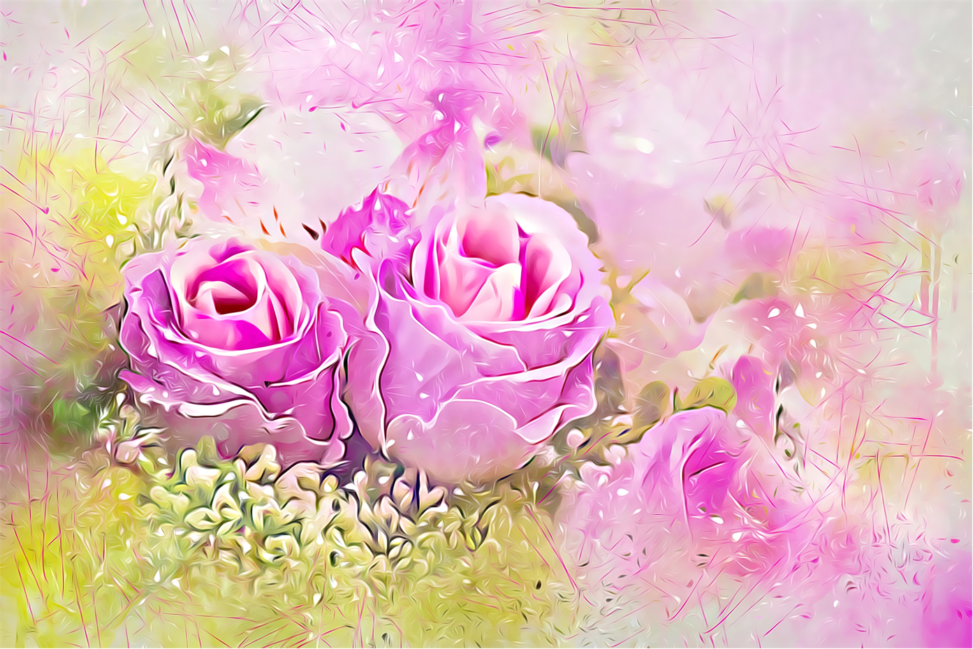 Misty Rose Bouquet - Art by Denise Dundon