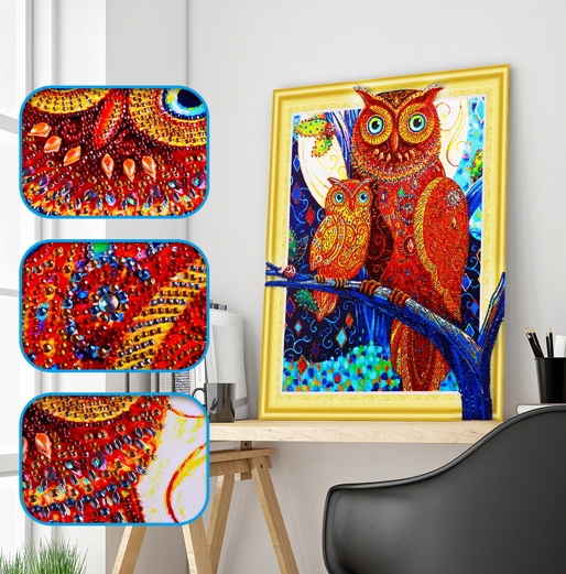 Red Owls  - Special Diamond Painting