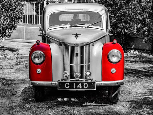 Red & silver vintage car - Diamond painting - 60X80CM / 