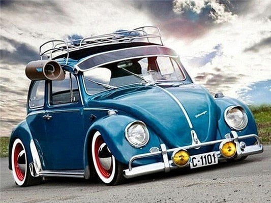 The Volkswagen Beetle vintage car - Diamond painting kit - 