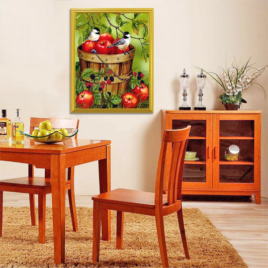 Apples in a Bucket & Sparrows Diamond Painting
