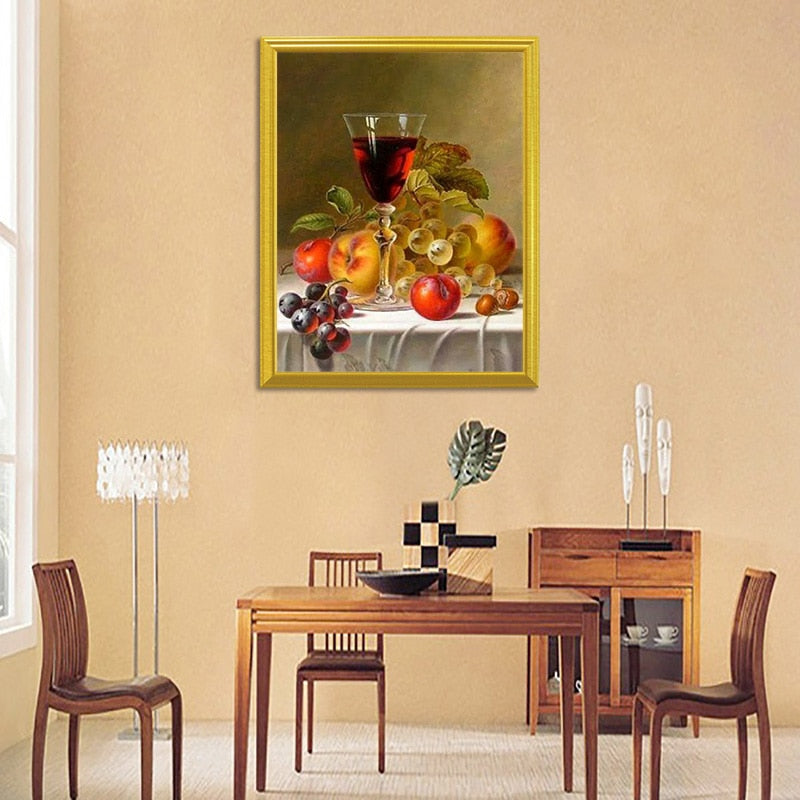 Fruits on Table with Wine Glass DIY Diamond Painting – All Diamond Painting