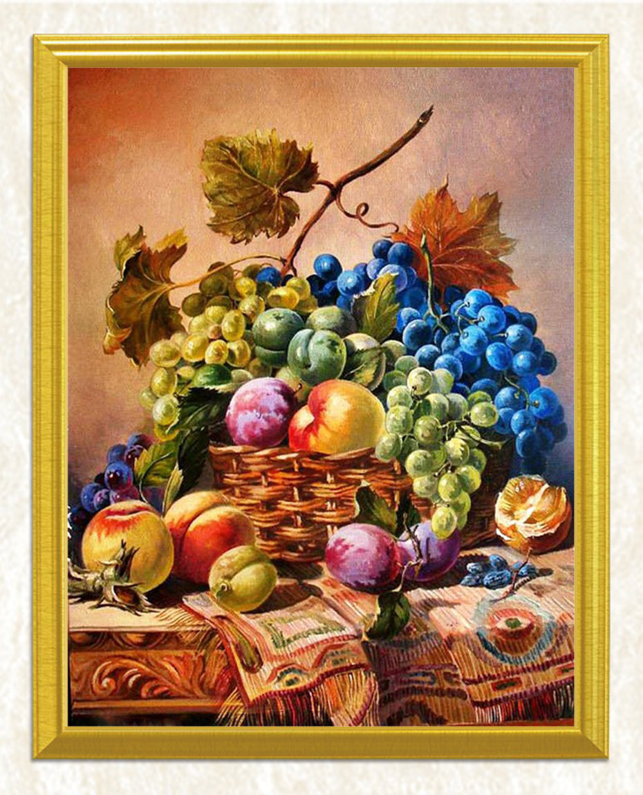 Fruits Spilling Down of Basket Diamond Painting
