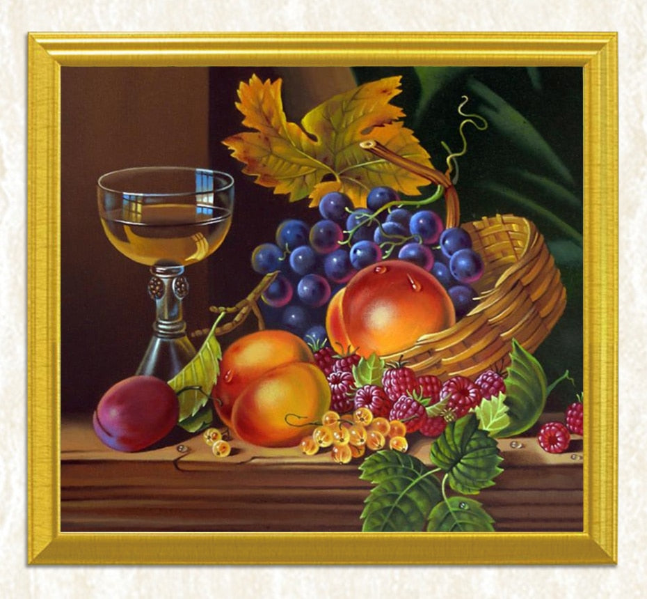 Wine Glass & Fruits Still Life Diamond Painting