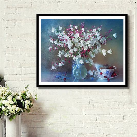 White & Pink Flowers DIY Painting