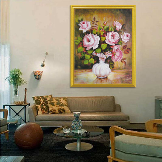 White Vase & Pink Roses