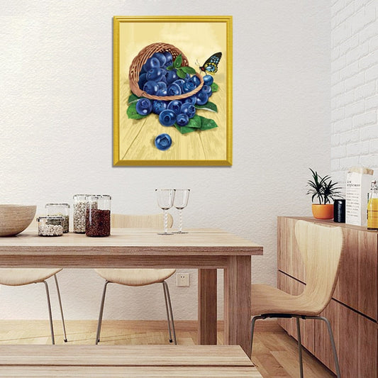 Basket of Blueberries & Butterfly