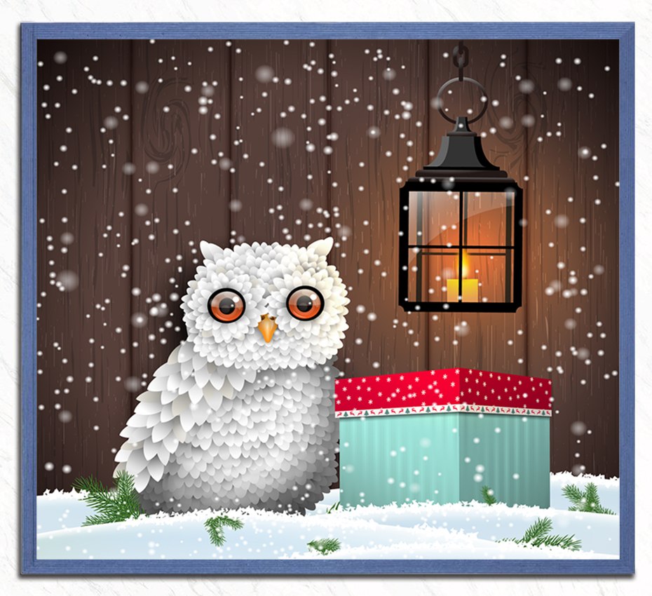 White Owl - Christmas Painting