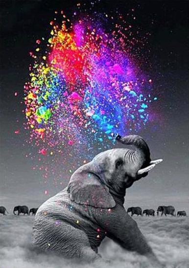 Elephant Spraying Colors DIY Diamond Painting